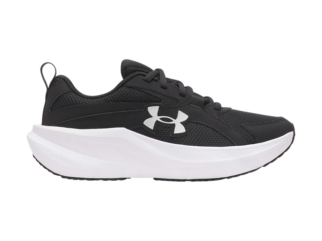 Tenis deportivos Under Armour color negro con suela blanca para junior.