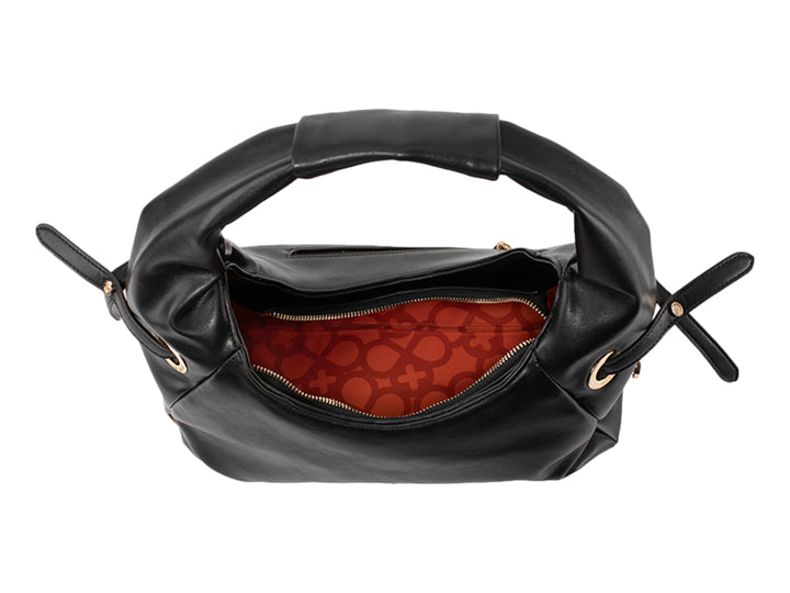 Bolsa hobo color negro con detalles dorados y asa superior de la marca Jaime Ibiza.