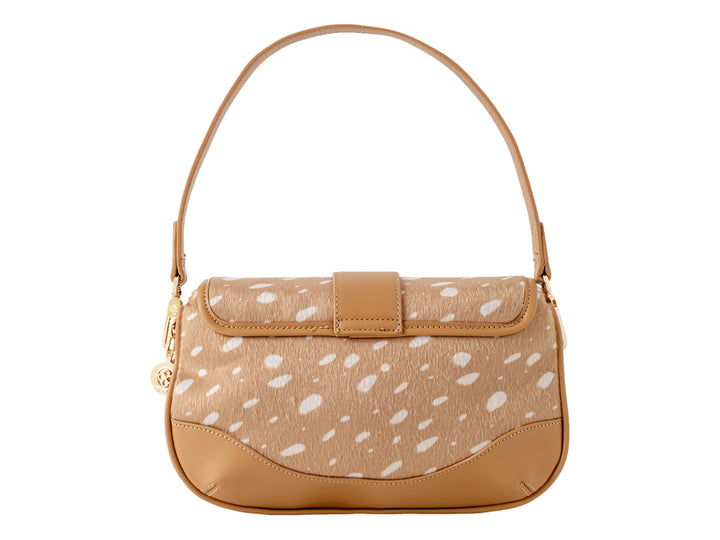 Bolsa Jaime Ibiza color miel con estampado de ciervo y herrajes dorados.