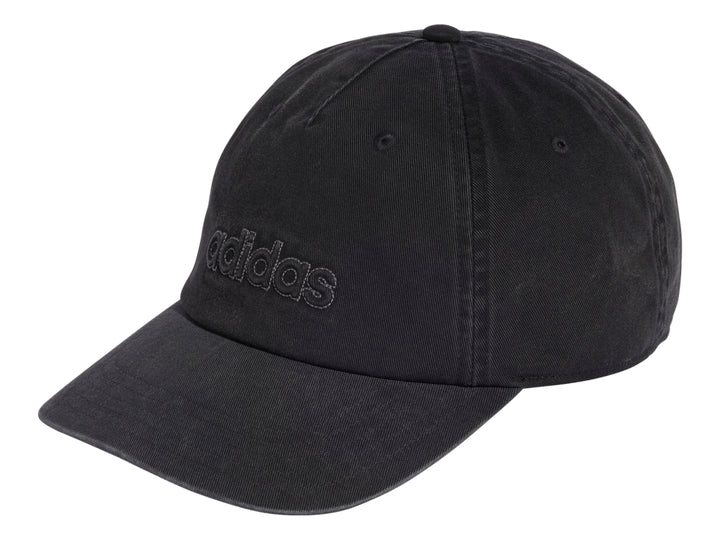 Gorra Adidas Washed Dad Cap en color negro con logotipo bordado en el frente.