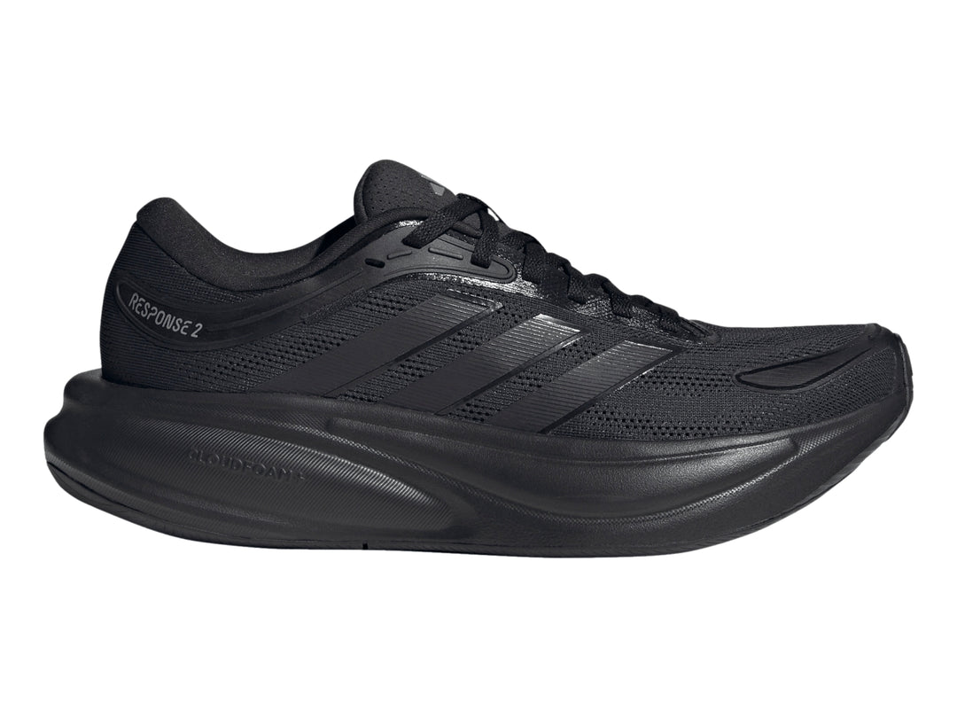 Tenis deportivos Adidas Response 2 en color negro con suela gruesa y malla transpirable.