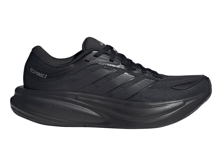 Tenis deportivos Adidas Response 2 en color negro con suela gruesa y malla transpirable.