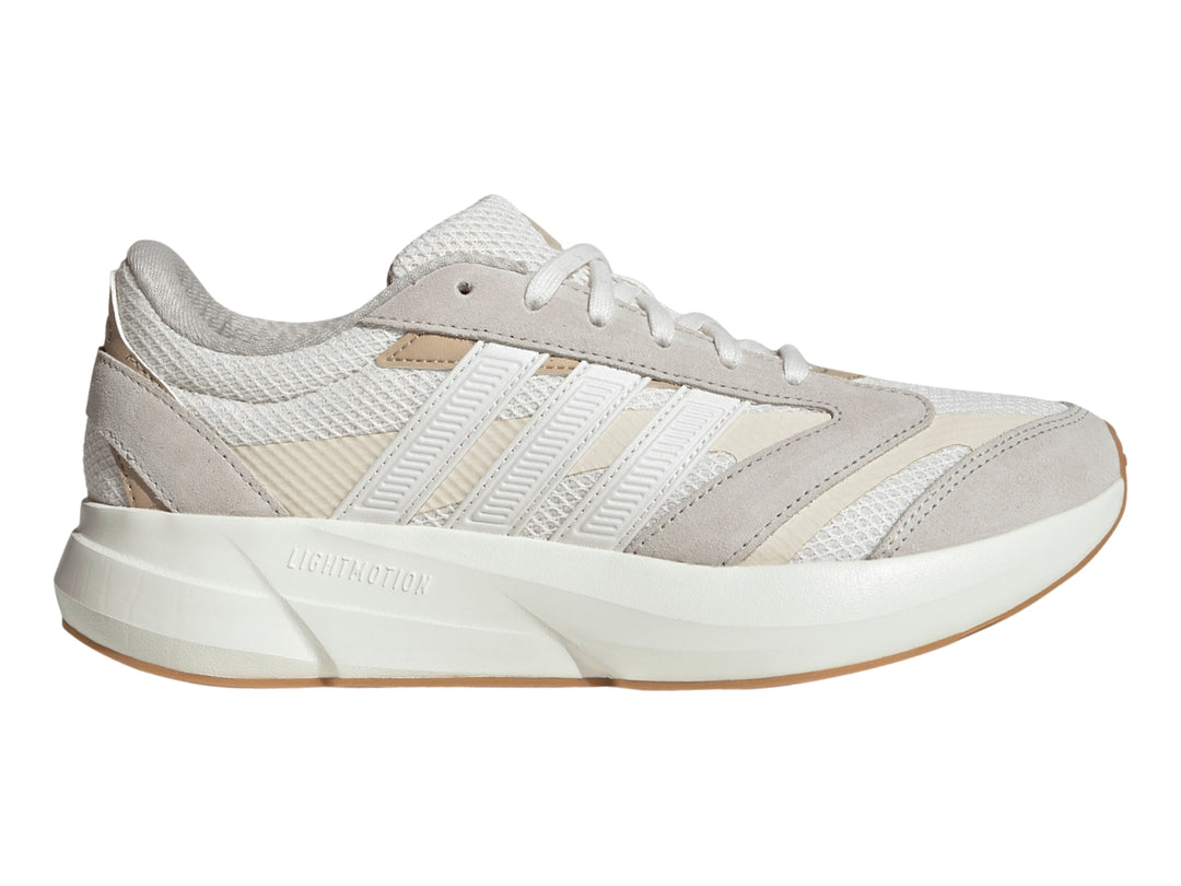 Tenis Adidas Lightshift 2.0 color blanco con detalles beige y suela blanca.