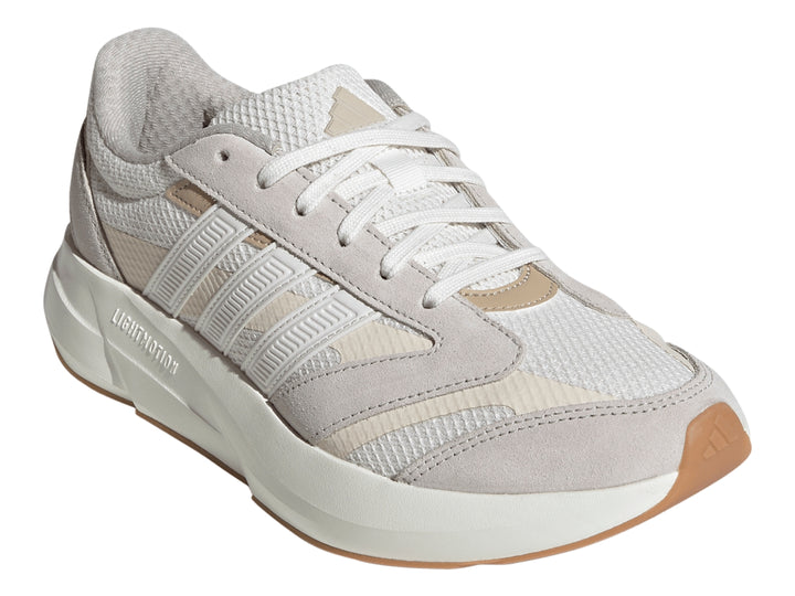 Tenis Adidas Lightshift 2.0 color blanco con detalles beige y suela blanca.