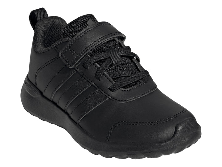 Tenis Adidas VL Move EL C color negro con correa y cordones sobre fondo blanco.
