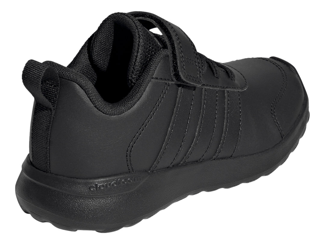 Tenis Adidas VL Move EL C color negro con correa y cordones sobre fondo blanco.