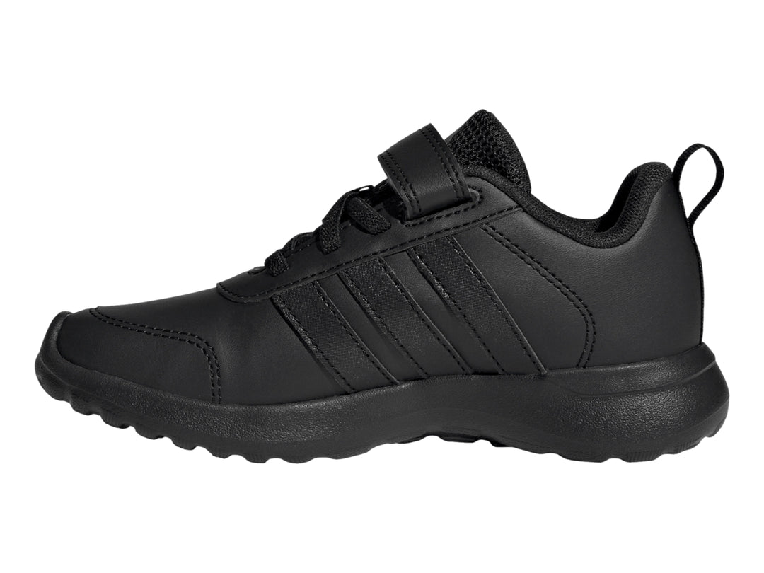 Tenis Adidas VL Move EL C color negro con correa y cordones sobre fondo blanco.