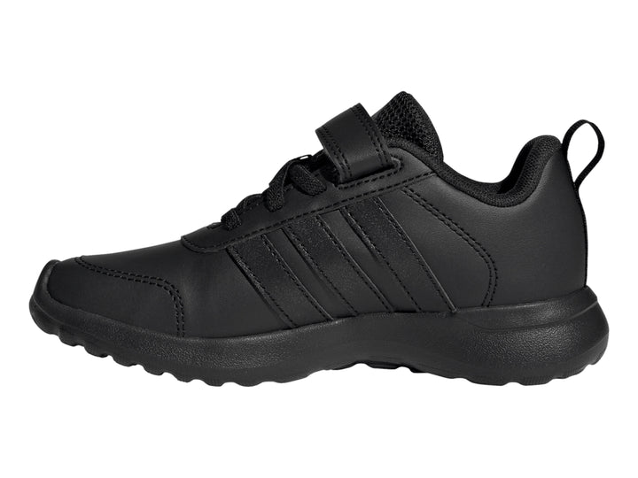 Tenis Adidas VL Move EL C color negro con correa y cordones sobre fondo blanco.