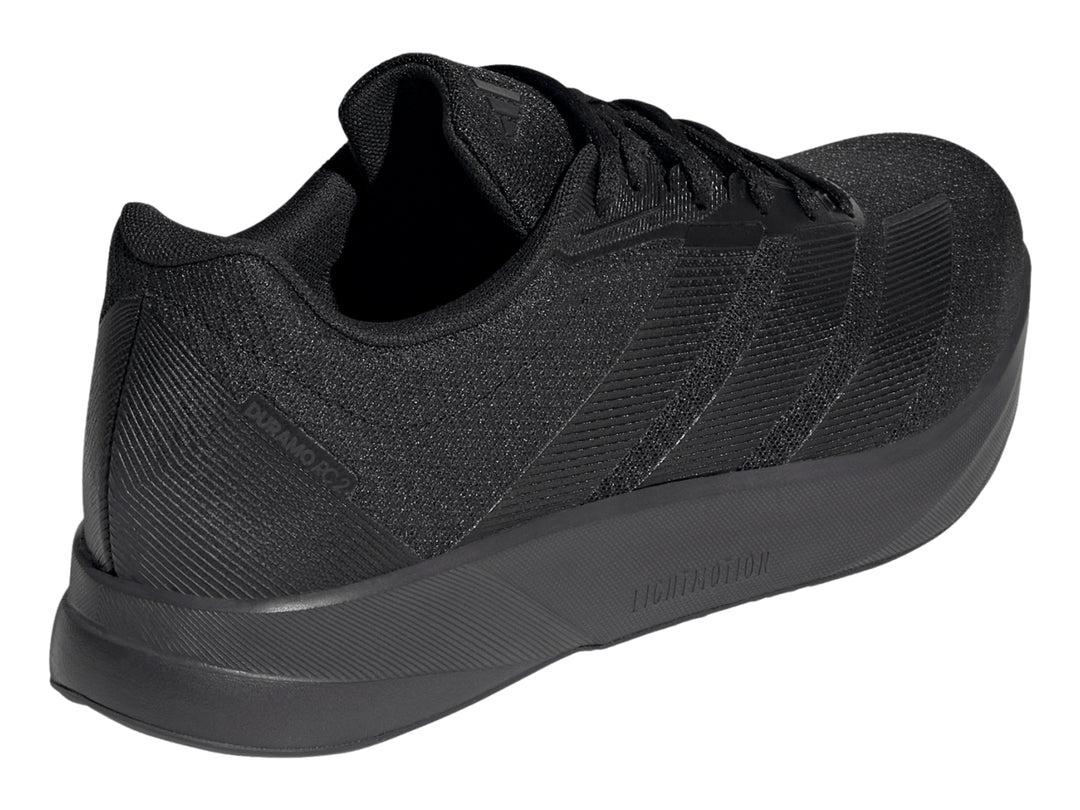 Tenis deportivos Adidas Duramo RC2 en color negro, vista lateral sobre fondo blanco.