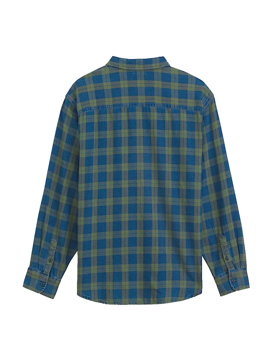 Camisa VANS de manga larga con diseño de cuadros en tonos azul y verde.