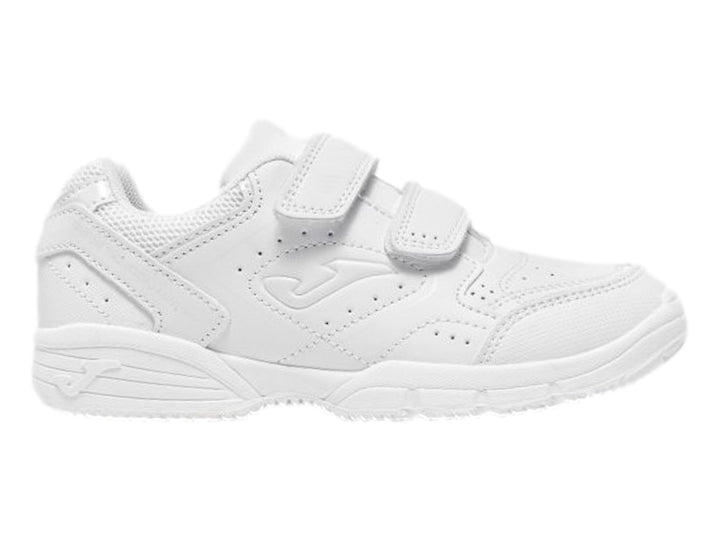 Tenis deportivos Joma color blanco para niños con cierre de velcro.