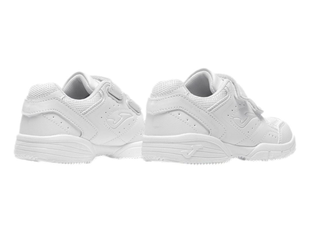 Tenis deportivos Joma color blanco para niños con cierre de velcro.