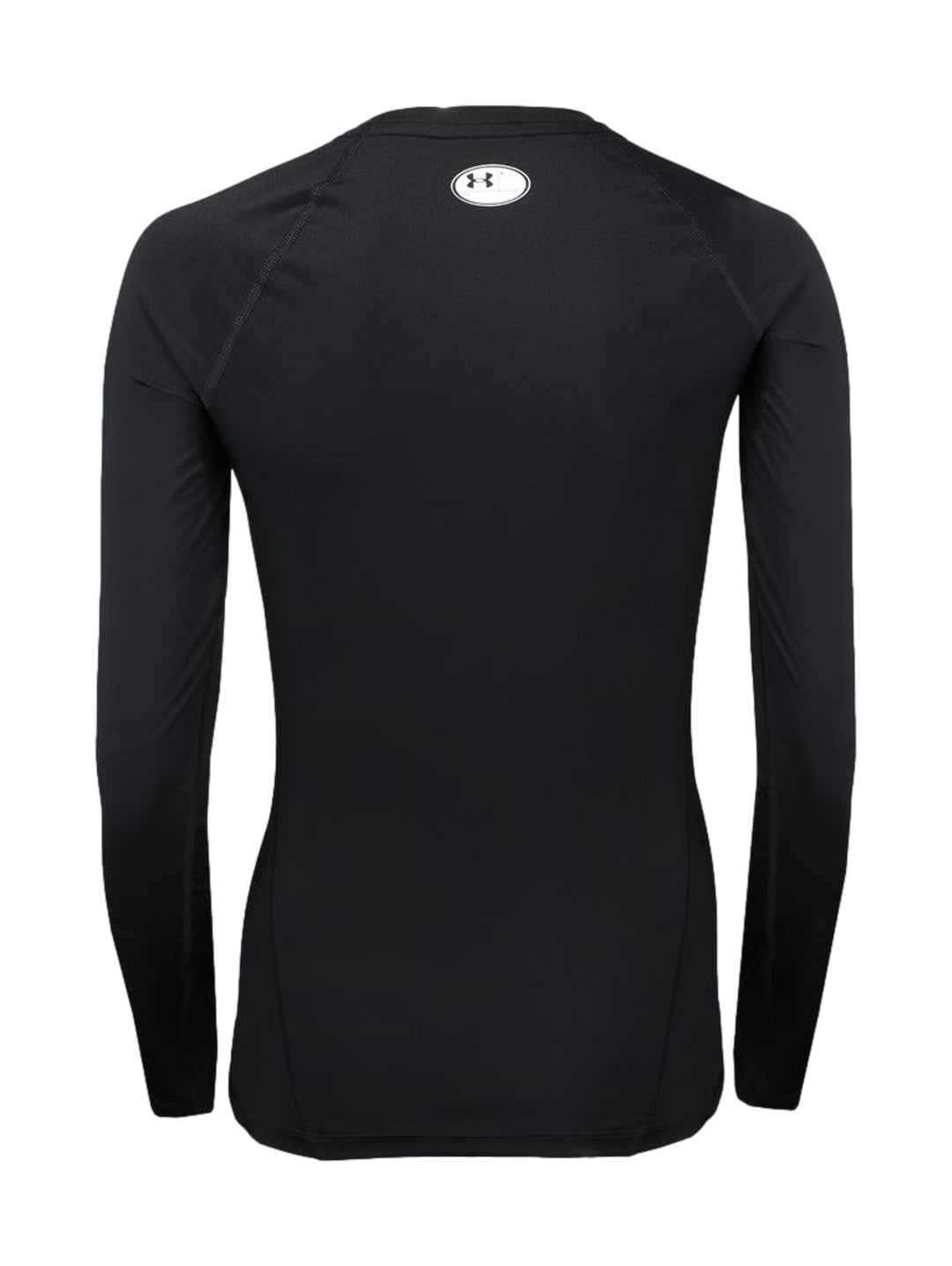 Mujer vistiendo playera deportiva negra de manga larga Under Armour HeatGear.