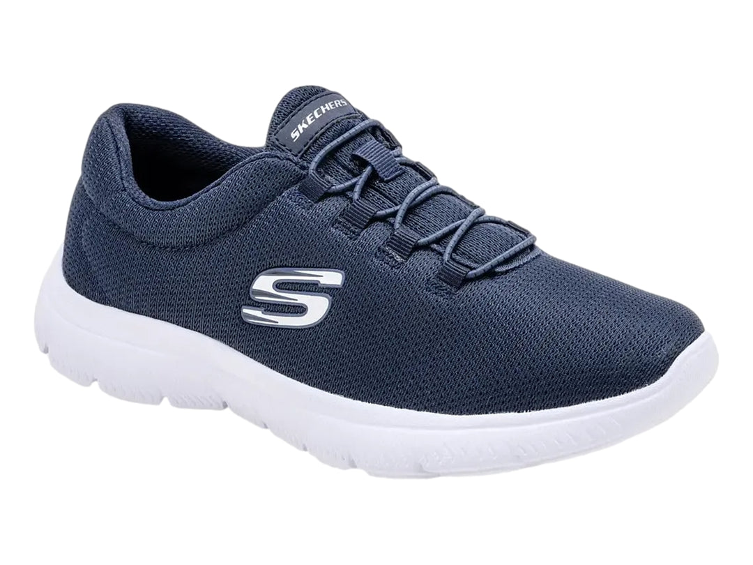 Tenis Skechers Summits color navy con suela blanca