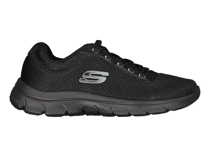 Tenis deportivos Skechers Summits color negro con tejido de malla y suela cómoda.