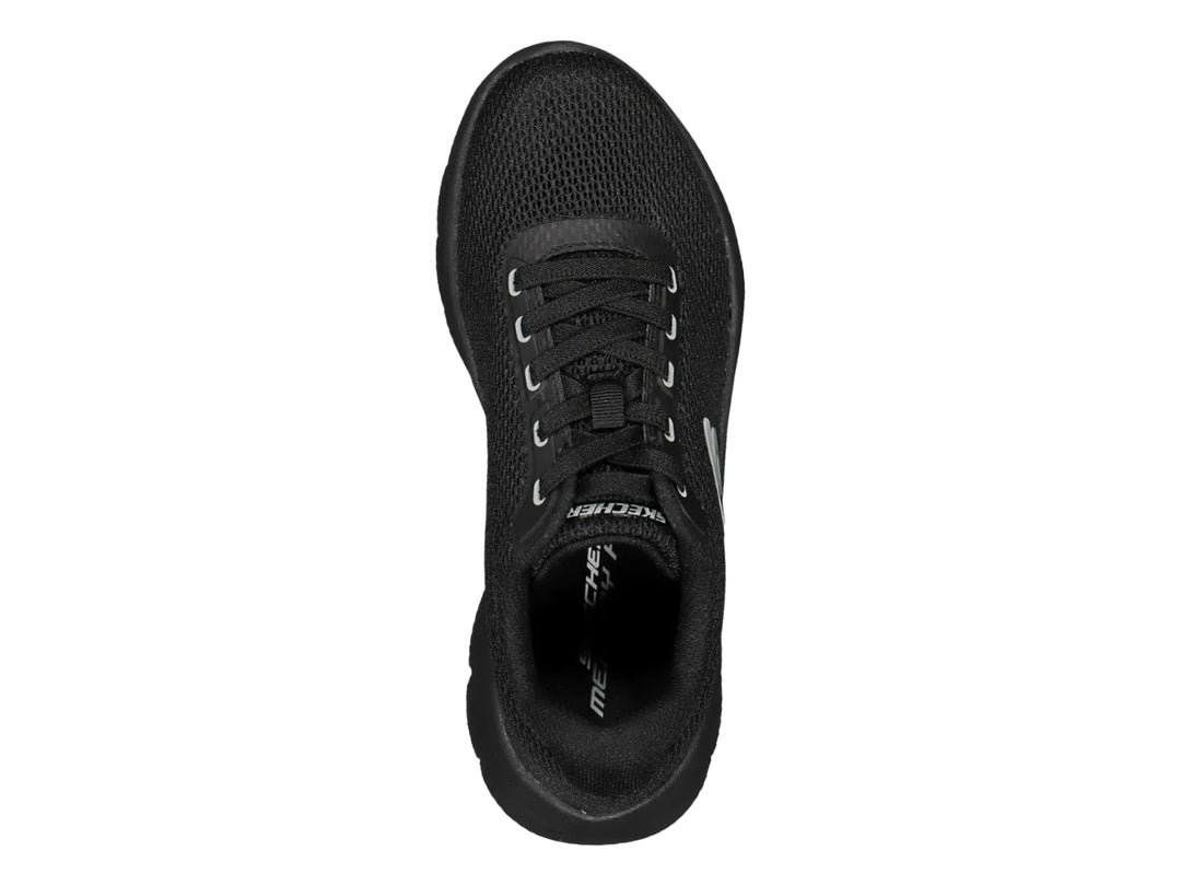 Tenis deportivos Skechers Summits color negro con tejido de malla y suela cómoda.