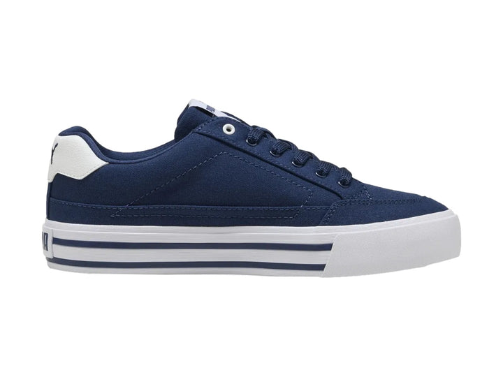 Tenis PUMA Court Classic Vulc FS en color azul persa con suela blanca y detalles en blanco.