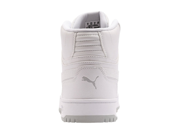 Tenis Puma Rebound Slam Mid color blanco con suela gris claro, vista lateral.