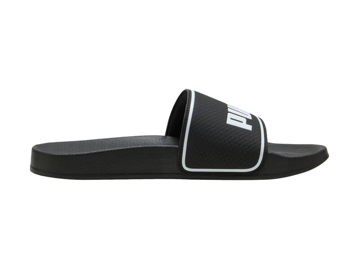 Sandalia PUMA Leadcat 2.0 color negro con borde y logotipo en blanco.