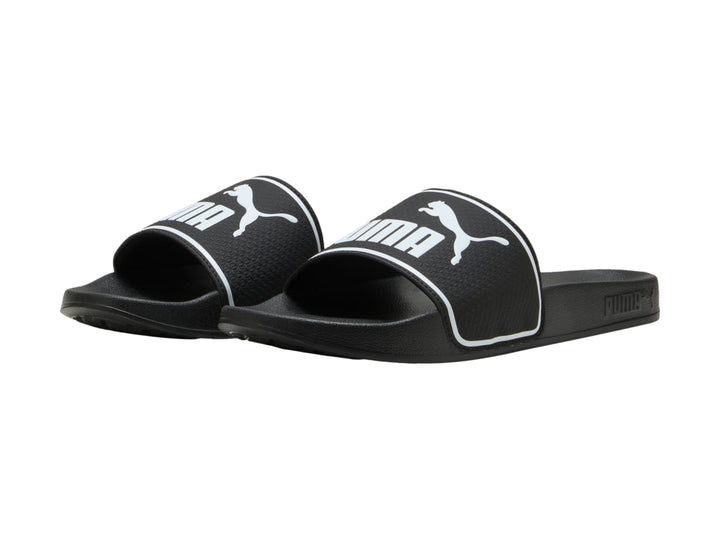 Sandalia PUMA Leadcat 2.0 color negro con borde y logotipo en blanco.