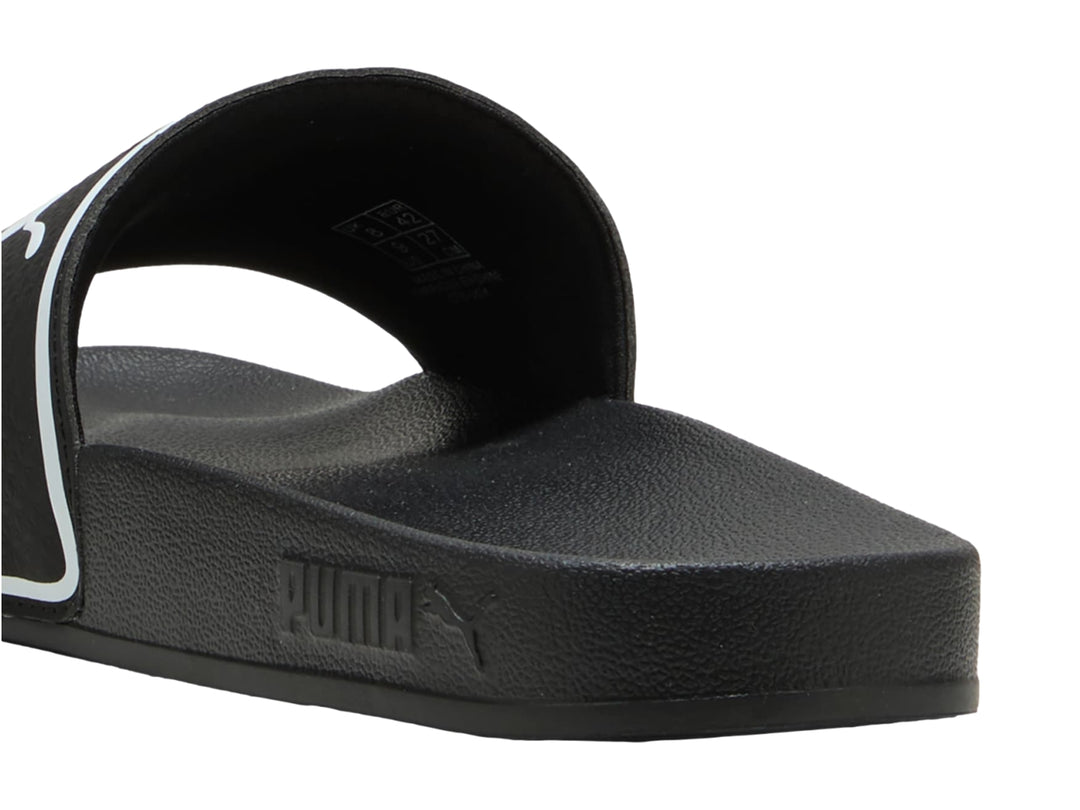 Sandalia PUMA Leadcat 2.0 color negro con borde y logotipo en blanco.