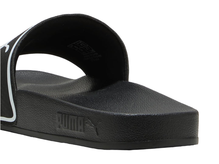 Sandalia PUMA Leadcat 2.0 color negro con borde y logotipo en blanco.