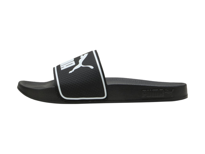 Sandalia PUMA Leadcat 2.0 color negro con borde y logotipo en blanco.