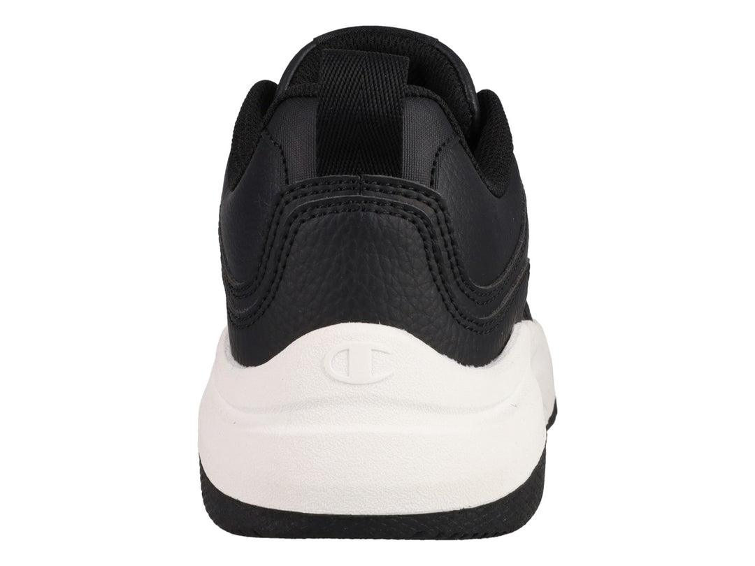Tenis Champion Hyper V3 Next color negro con suela blanca gruesa y logo plateado lateral.