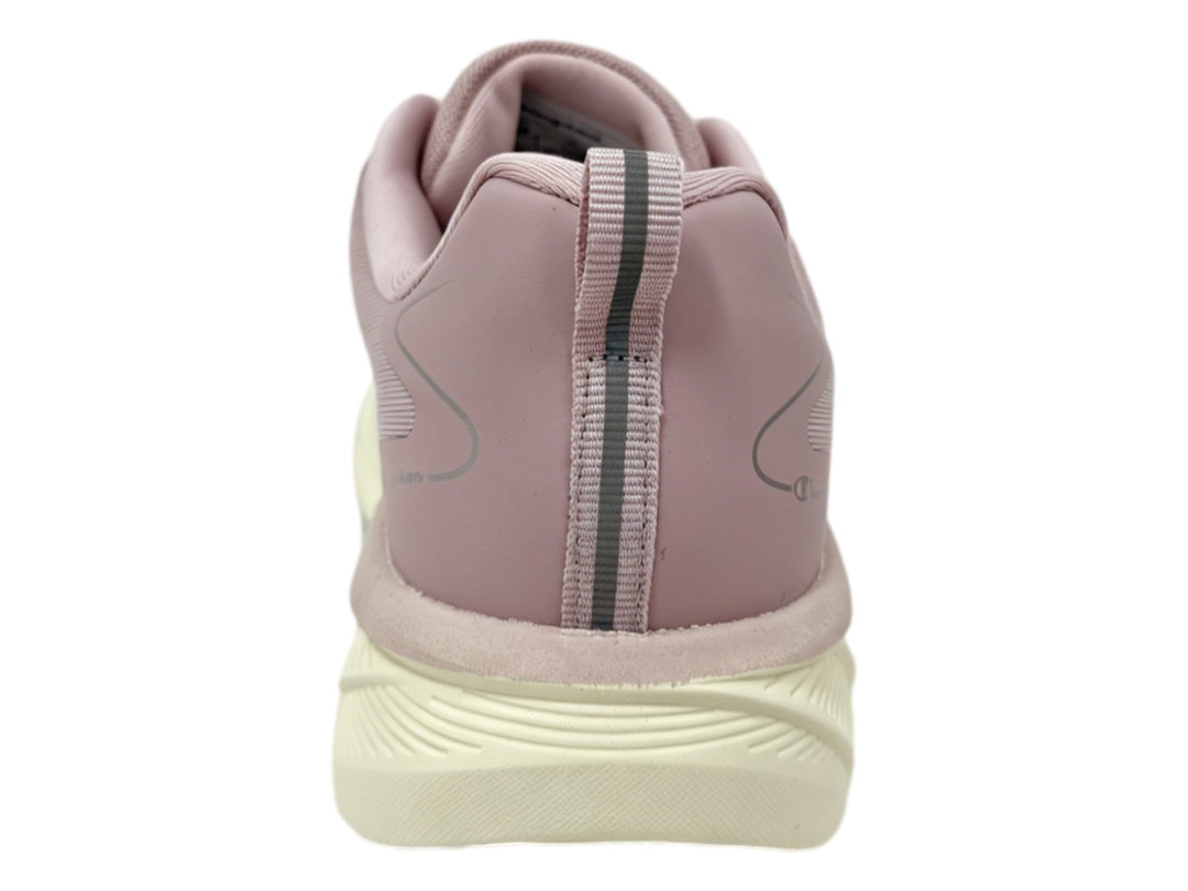 Tenis Champion Cross Strap Mega Platform en color rosa claro con suela blanca gruesa