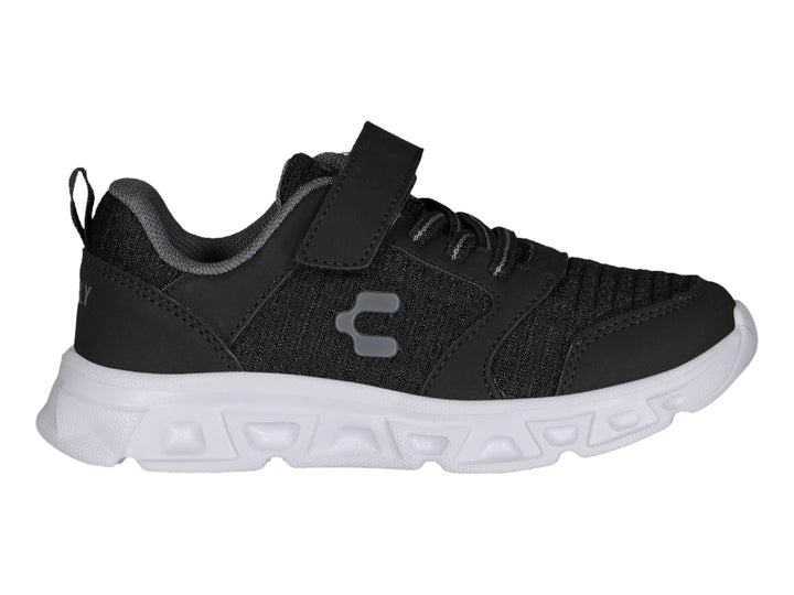 Tenis Charly Light Sport en color negro con suela blanca y cierre de velcro