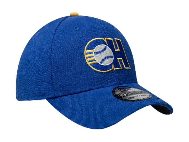 Gorra de béisbol New Era color azul con logotipo bordado en el frente y visera curva.