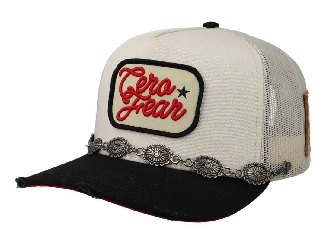 Gorra snapback beige y negra con parche bordado &