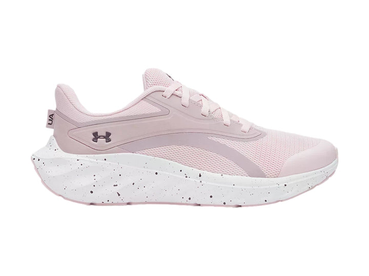 Tenis Under Armour GGS Ascend en color rosa con suela blanca moteada para junior.