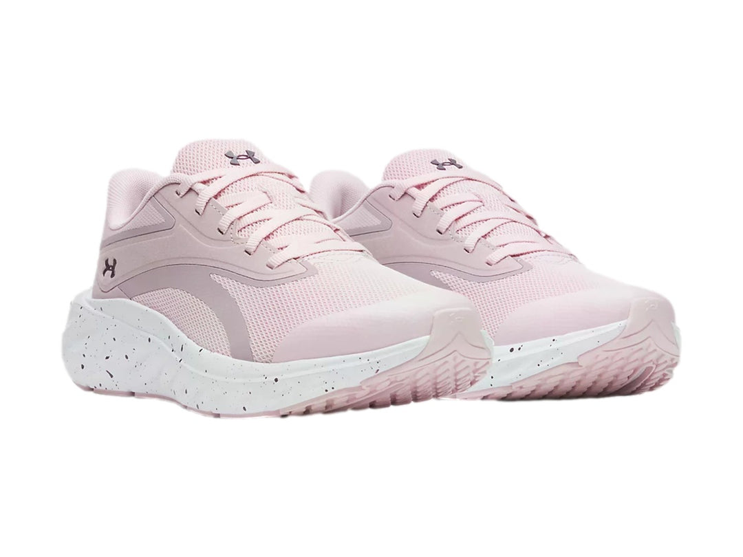 Tenis Under Armour GGS Ascend en color rosa con suela blanca moteada para junior.