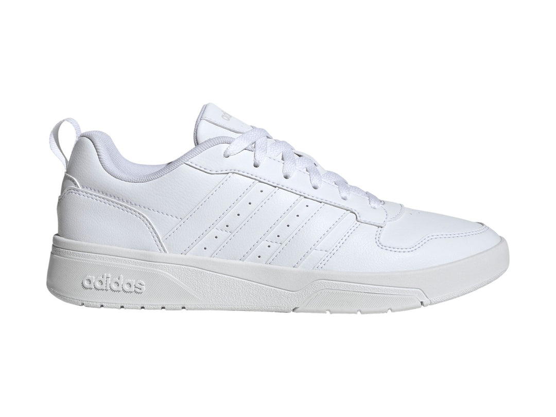 Tenis Adidas Courtwave color blanco total con suela blanca y detalles tonales.