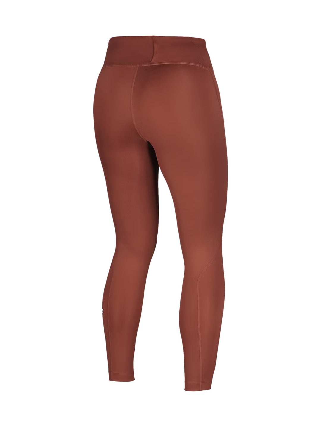 Leggings deportivos Salomon Shakeout Core Tights en color Burnt Umber ajustados al cuerpo.