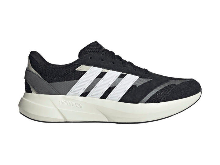 Tenis Adidas Lightshift 2.0 en color negro con franjas blancas y suela blanca Lightmotion.