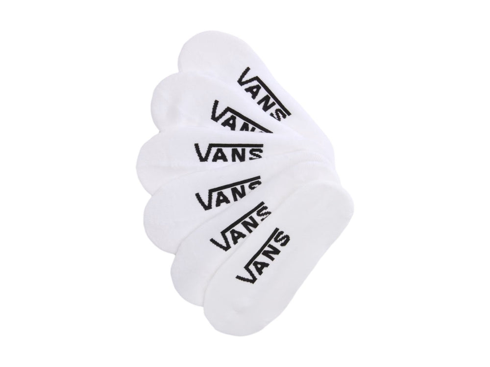 Paquete de 5 pares de calcetas Vans Classic No Show en color blanco.