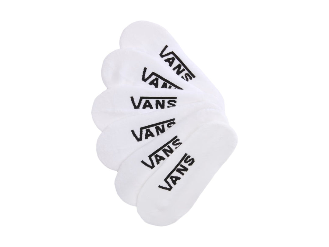 Paquete de 5 pares de calcetas Vans Classic No Show en color blanco.