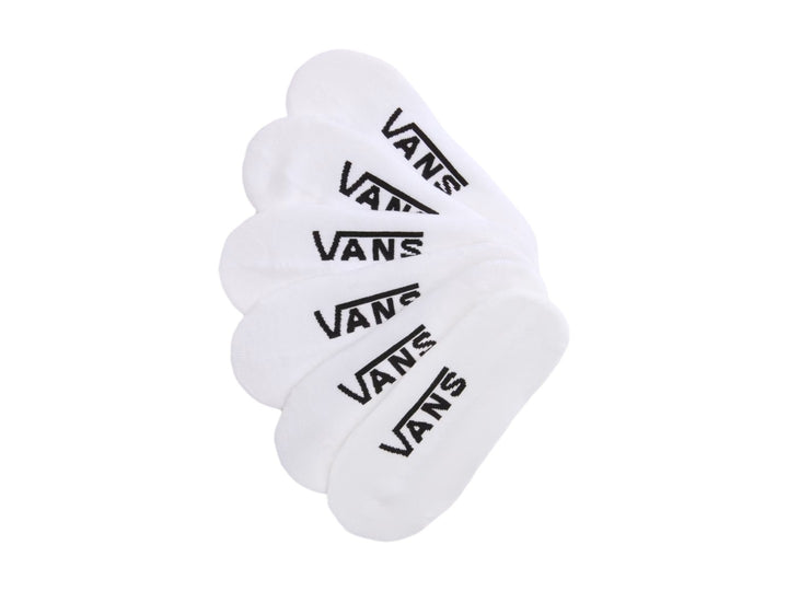 Paquete de 5 pares de calcetas Vans Classic No Show en color blanco.