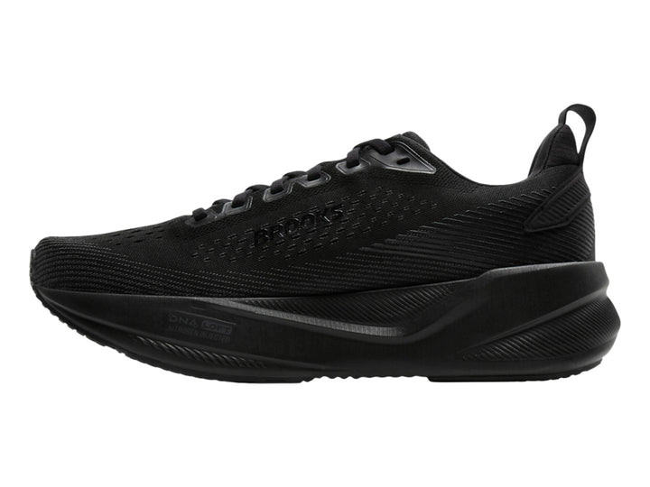 Tenis Brooks Ghost Max 4 en color negro total, vista lateral sobre fondo blanco.